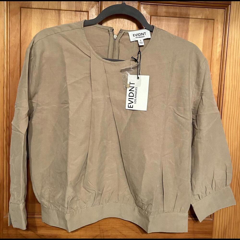 NWT Nordstrom EVIDNT Tencel Tan Blouse Zipper Back Small